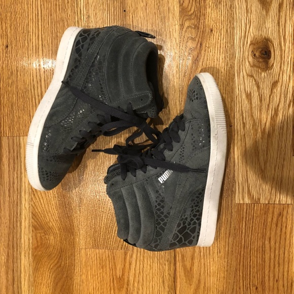 puma high wedge sneakers